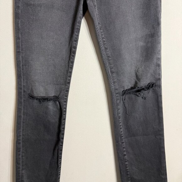 Frame Le High Straight Leg Denim Jeans Womens 26 Molony Black Distressed Raw Hem - Picture 10 of 16